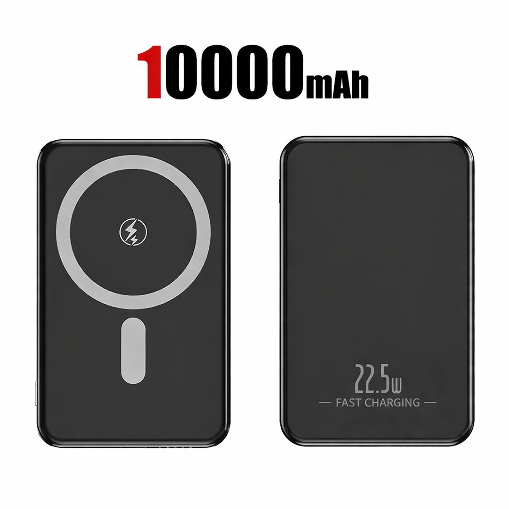 10000mAh Wireless Power Bank – 22.5W Fast Charging (Black)
