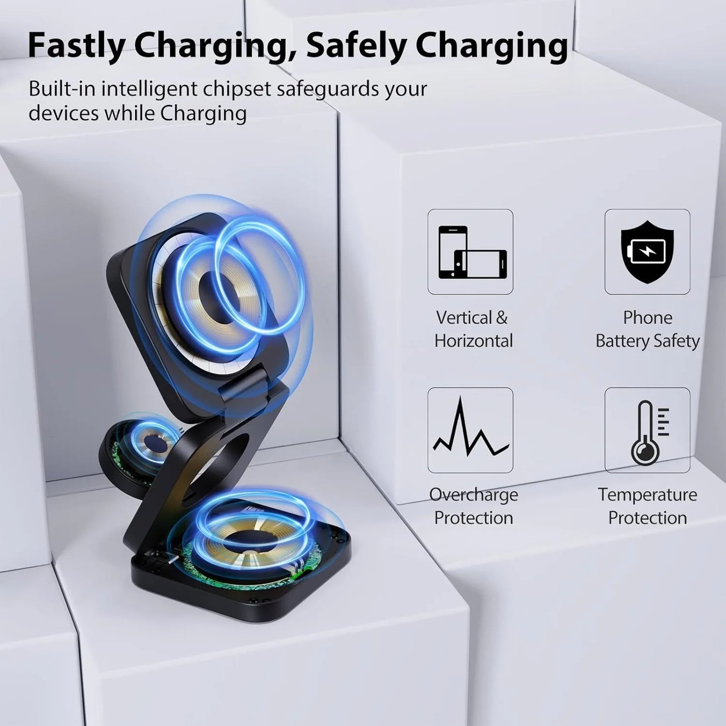 3 in 1 Wireless Charging Stand – Black