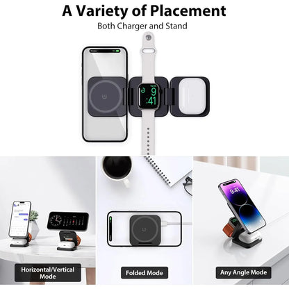 3 in 1 Wireless Charging Stand – Black
